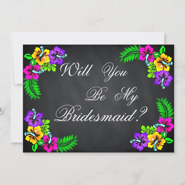 Invitation Black Chalk Board Floral Seras-tu ma servante (Devant)