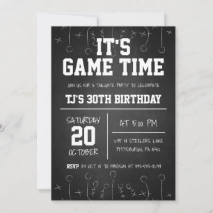 Invitation Black Chalkboard Football Sports Anniversaire