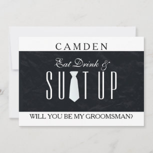 Invitation Black Chalkboard Suitup Serez-vous mon groom