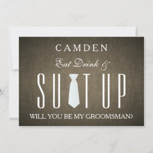 Invitation Black Chalkboard Suitup Serez-vous mon groom