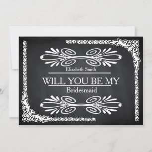 Invitation Black Chalkboard Swirl Serez-vous ma servante