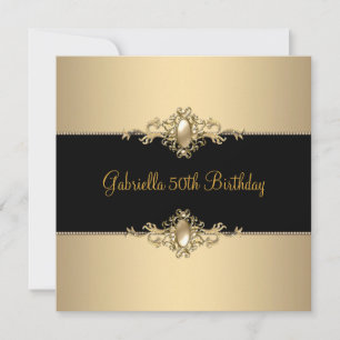 Invitation Black Coffee Trim 50th Birthday Party Pearl 3