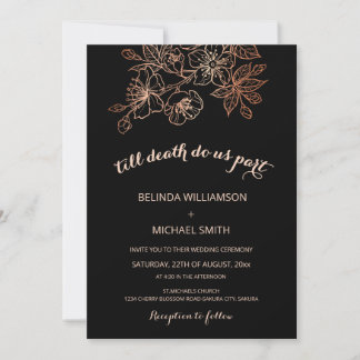 Invitation Black Copper Floral | Goth Wedding