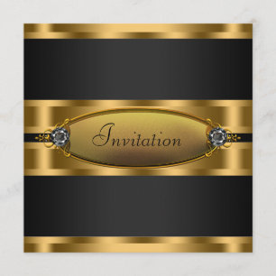 Invitation Black Cravate Black Gold Party