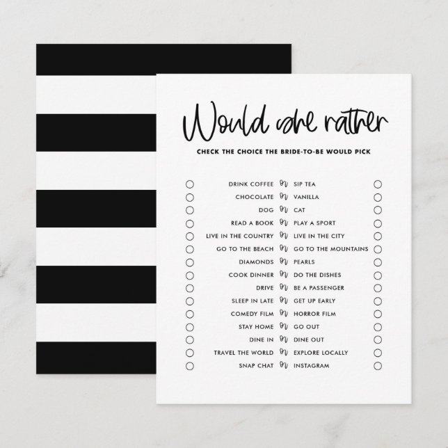 Invitation Black Cute Calligraphie Voudrait-Elle Plutôt Jouer (Devant / Derrière)