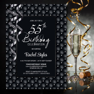 Invitation Black Diamond Motif 55e fête d'anniversaire