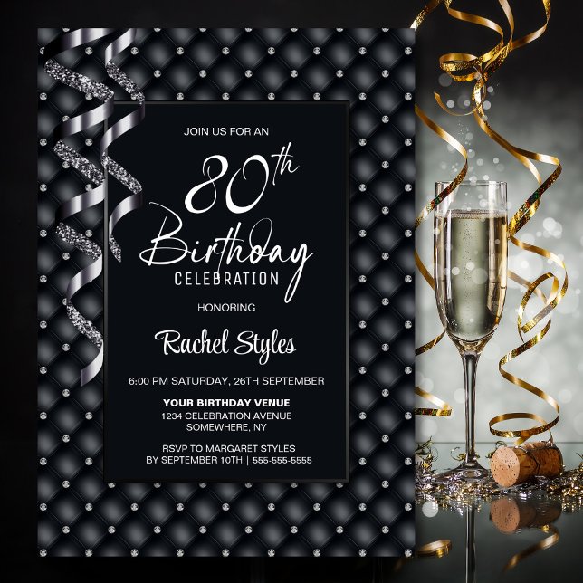 Invitation Black Diamond Motif 80e anniversaire (Créateur téléchargé)