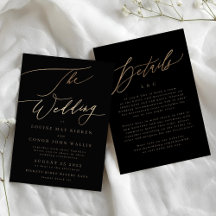 Black Elegant Simple Gold Détails sur le Mariage a