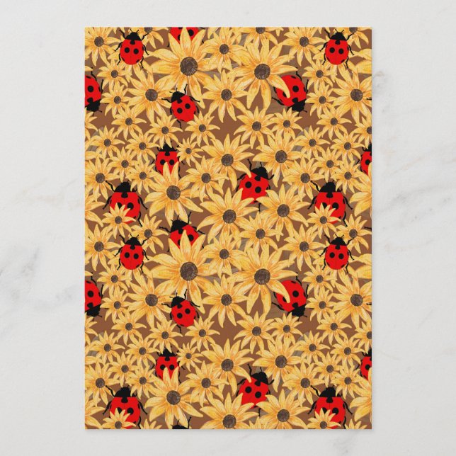 Invitation Black-Eyed Susan And Ladybugs Seamless Pattern (Devant)