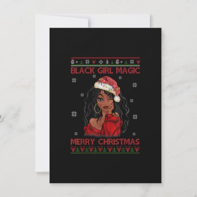 Invitation Black Girl Magic Joyeux Noël Africain Américain (Devant)