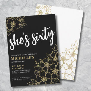 Invitation Black Gold 60e fête d'anniversaire