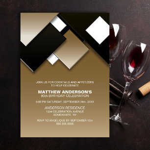 Invitation Black Gold 90th Cocktail Anniversaire
