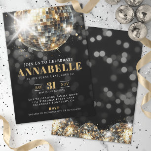 Invitation Black Gold Adulte 50e fête d'anniversaire