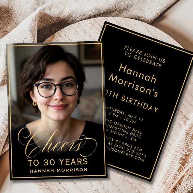 Invitation Black & Gold Anniversaire des encouragements à 30  (Créateur téléchargé)