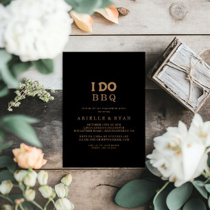 Invitation Black Gold Classic Je fais du BBQ Fête de Fiançail