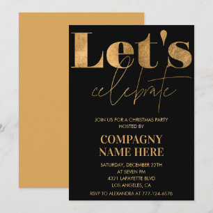 Invitation Black Gold Company Fête de Noël Fêtons la fête