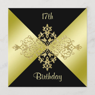 Invitation Black & Gold Elegance 17e anniversaire