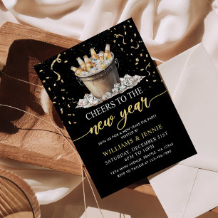 Invitation Black Gold encourage la fête de la Saint-Sylvestre