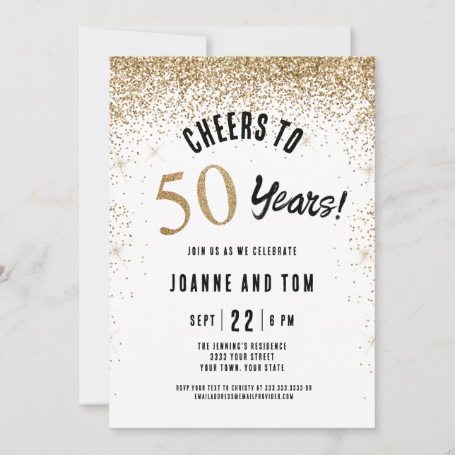 Invitation Black Gold félicite pour 50 ans de mariage  (Devant)