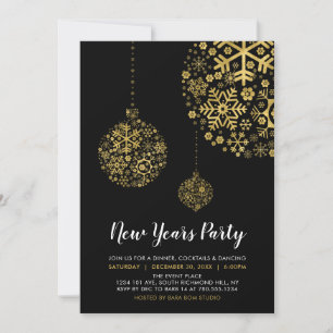 Invitation Black & Gold Foil Moderne Nouvel An Sove Party