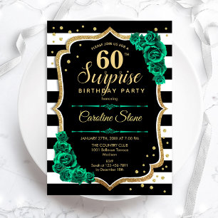 Invitation Black Gold Green Surprise 60e anniversaire