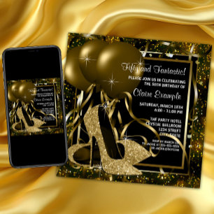 Invitation Black Gold High Talons femmes fête d'anniversaire