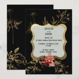 Invitation Black & Gold Magique Halloween Party
