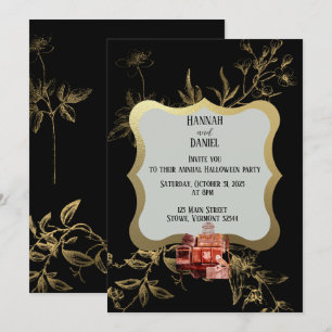 Invitation Black & Gold Magique Halloween Party