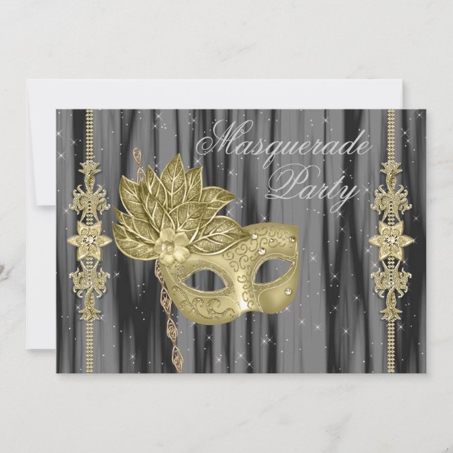 Invitation Black Gold Masquerade (Devant)