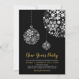 Invitation Black & Gold Moderne Nouvel An Eve Party Invitatio