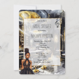 Invitation Black Gold Night Club fille en Fête des mariées ve