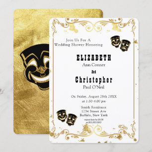 Invitation Black Gold Parties scintillant Comédie et Wedding 