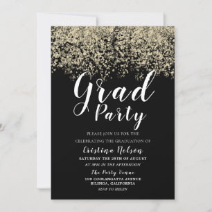 Invitation Black Gold Parties scintillant Garçon Fille Gradua