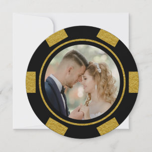 Invitation Black Gold Poker Chip Mariage Eloped Party