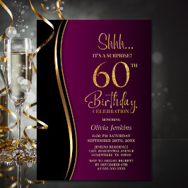 Invitation Black Gold Rose Surprise 60e anniversaire