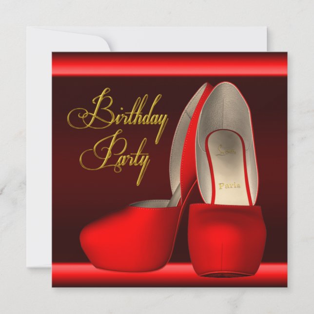 Invitation Black Gold Rouge talon haute chaussures fête d'ann (Devant)