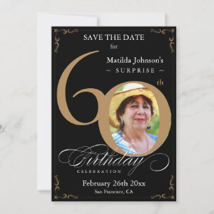 Invitation Black Gold Surprise 60e anniversaire Enregistrer l