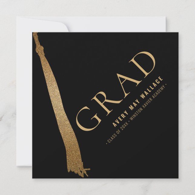 Invitation Black Gold Tassel Unique Graduation Custom  (Devant)