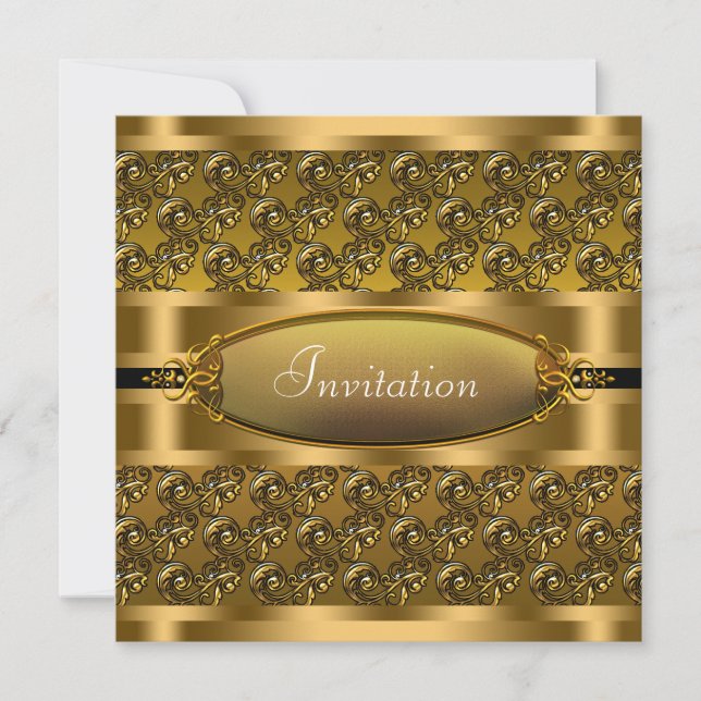 Invitation Black Gold tourne Toutes Les Occasions Fête Invita (Devant)