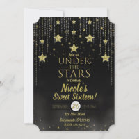 Black & Gold Under The Stars Starry Sweet 16