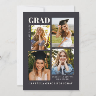 Invitation Black Grad Announcement With Photos