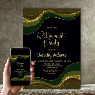 Invitation Black Green Parties scintillant de l'or partie de 