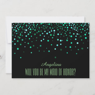 Invitation Black Green Parties scintillant Serez-vous ma MAID