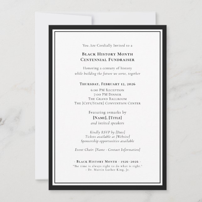 Invitation Black History Month Centennial Formal Fundraiser (Devant)