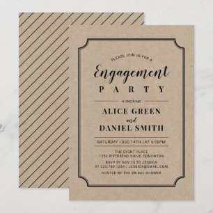 Invitation Black & Kraft Mariage Classique Fiançailles Fête