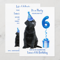 Black Lab Puppy Thème 6ème anniversaire Blue Boy P