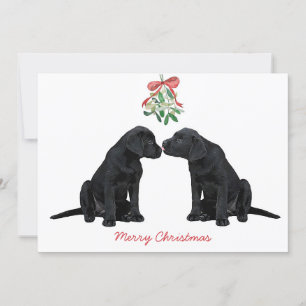 Invitation Black Labrador Mistletoe mignon Chien Chien Chien 