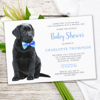 Black Labrador Retriever Puppy Baby shower bleu