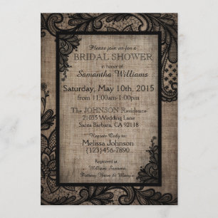 Invitation Black Lace Buralp Moderne Goth Fête des mariées
