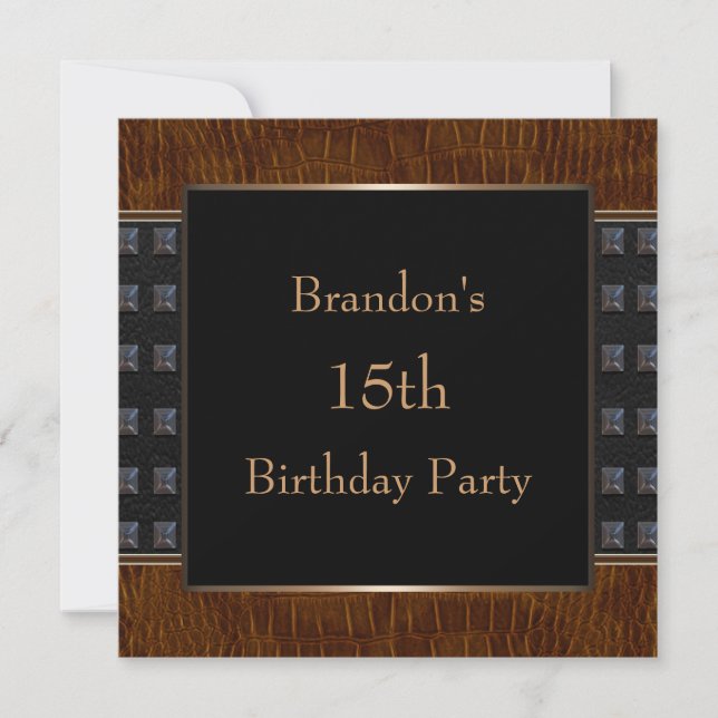 Invitation Black Leather Boys fête d'anniversaire (Devant)